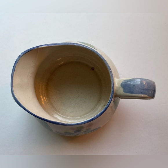 VTG handpainted Secla made in Portugal wide mouth ceramic blue flower pitcher - Picture 7 of 7